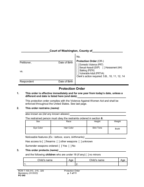 Form PO040  Printable Pdf