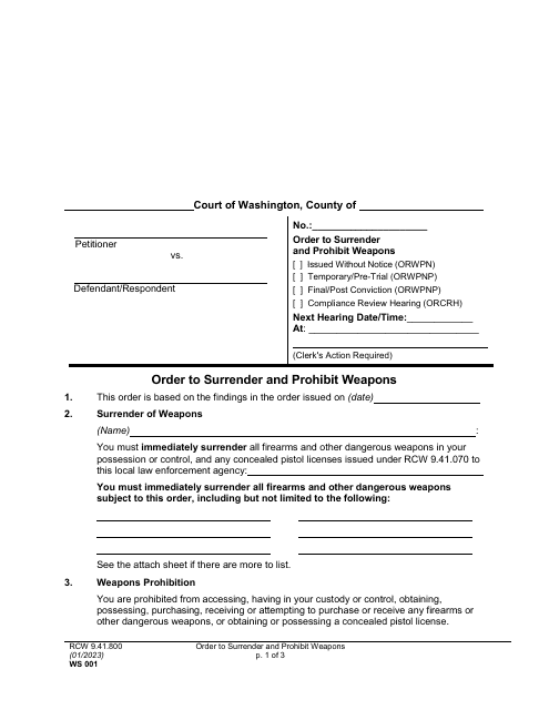 Form WS001  Printable Pdf