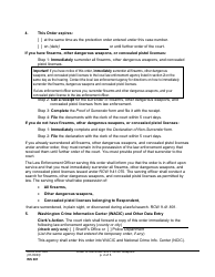 Form WS001 Order to Surrender and Prohibit Weapons - Washington, Page 2