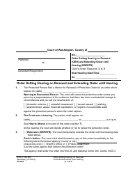 Document preview: Form PO054 Order Setting Hearing on Renewal and Extending Order Until Hearing - Washington