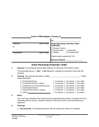 Form PO056 Order Renewing Protection Order - Washington