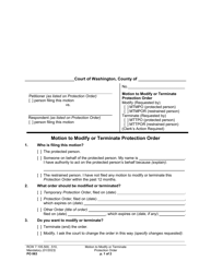 Form PO063 Motion to Modify or Terminate Protection Order - Washington