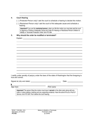 Form PO063 Motion to Modify or Terminate Protection Order - Washington, Page 2