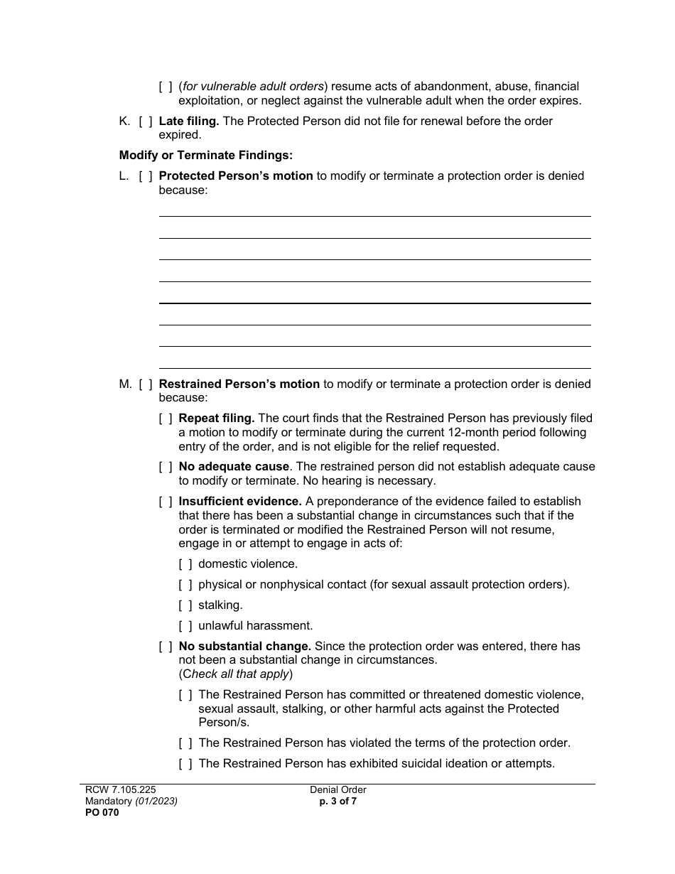 Form PO070 Denial Order - Washington, Page 3