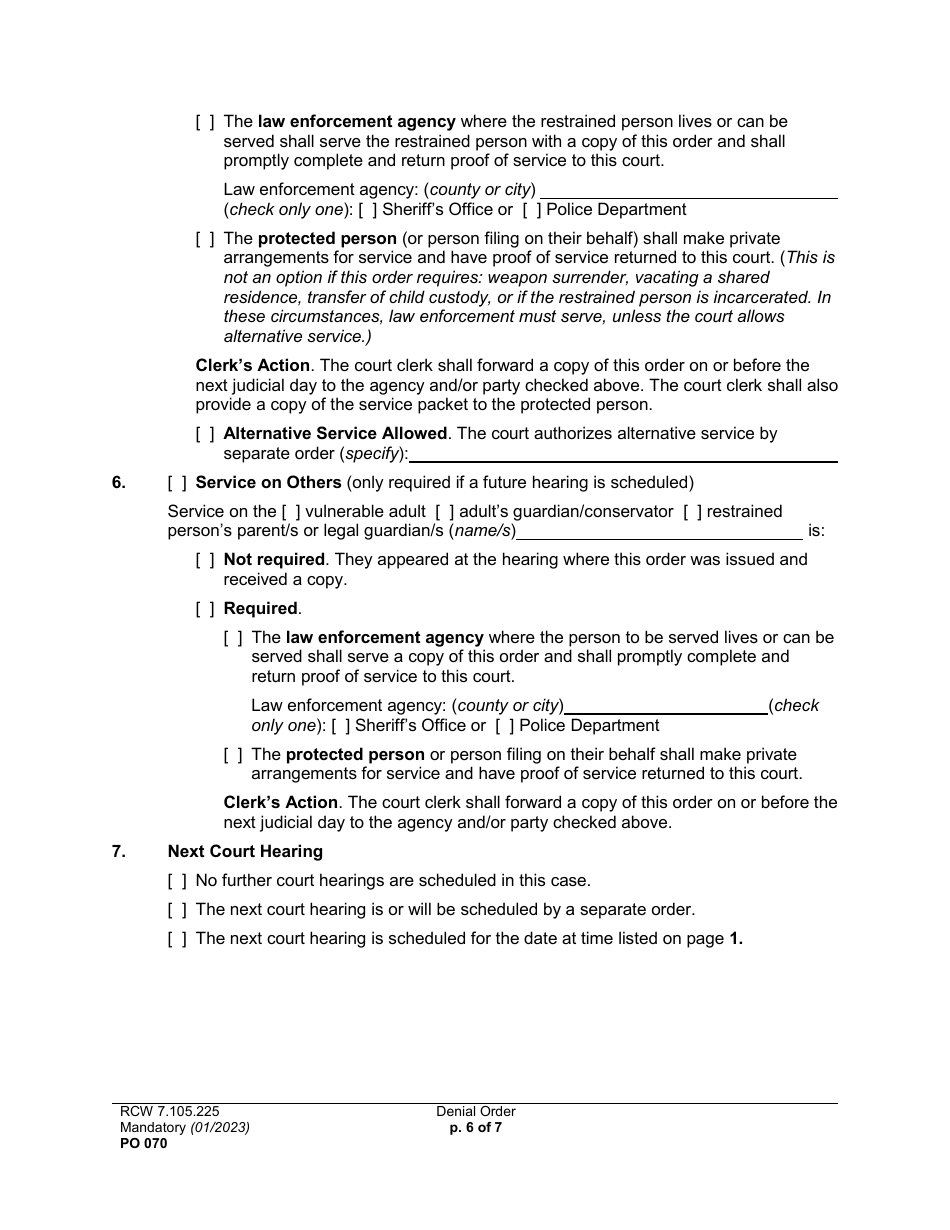 Form PO070 Denial Order - Washington, Page 6