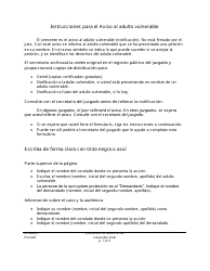 Document preview: Instrucciones para Formulario PO029 Aviso Al Adulto Vulnerable - Washington (Spanish)
