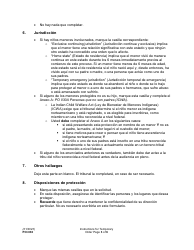 Instrucciones para Formulario PO030 Orden De Proteccion Temporal Y El Aviso De Audiencia - Washington (Spanish), Page 3