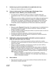 Instrucciones para Formulario PO030 Orden De Proteccion Temporal Y El Aviso De Audiencia - Washington (Spanish), Page 4