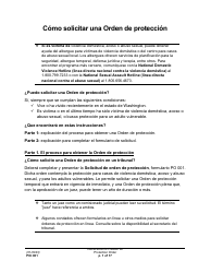 Instrucciones para Formulario PO001 Solicitud De Una Orden De Proteccion - Washington (Spanish)