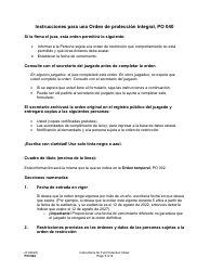 Document preview: Instrucciones para Formulario PO040 Orden De Proteccion - Washington (Spanish)