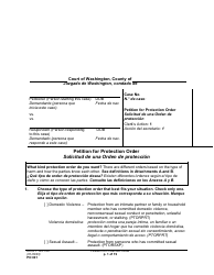 Document preview: Form PO001 Petition for Protection Order - Washington (English/Spanish)