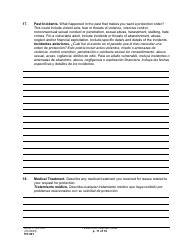 Form PO001 Petition for Protection Order - Washington (English/Spanish), Page 17