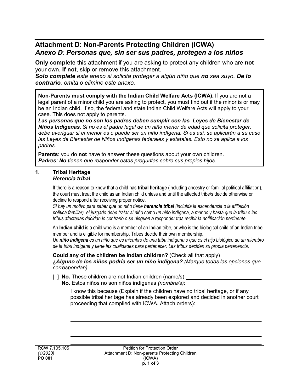 Form PO001 Petition for Protection Order - Washington (English / Spanish), Page 32