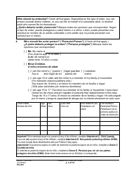 Form PO001 Petition for Protection Order - Washington (English/Spanish), Page 3