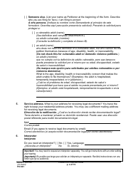 Form PO001 Petition for Protection Order - Washington (English/Spanish), Page 4