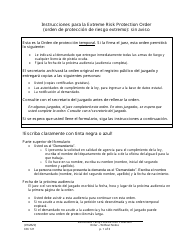 Instrucciones para Formulario XR121 Orden De Proteccion De Riesgo Extremo - Sin Aviso - Washington (Spanish)