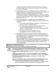 Form PO040 Protection Order - Washington (English/Spanish), Page 3