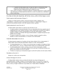 Instrucciones para Formulario XR201 Orden De Proteccion De Riesgo Extremo Contra Un Demandado Menor De 18 Anos - Washington (Spanish), Page 2