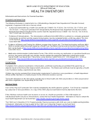 Document preview: Form OCC1215 Health Inventory - Maryland