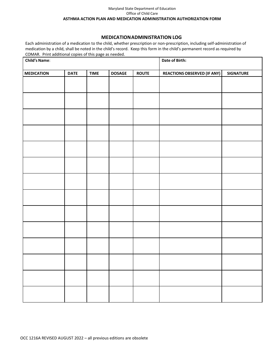 Form OCC1216 A - Fill Out, Sign Online and Download Printable PDF ...