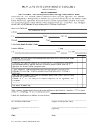 Document preview: Form OCC1279 On Call Agreement - Child Care Centers, Letter of Compliance Facilities and Large Family Child Care Homes - Maryland