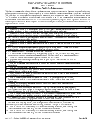 Form OCC1297 Child Care Facility Self-assessment - Maryland