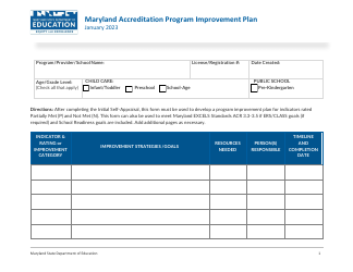 Maryland Accreditation Program Improvement Plan - Maryland