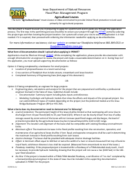 Document preview: DNR Form 542-1011 Agricultural Levees - Flood Plain Management Program - Iowa