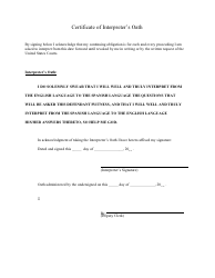 Certificate of Interpreter Oath - Idaho, Page 2