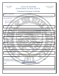Document preview: Prelicensure Education Certificate - Arizona