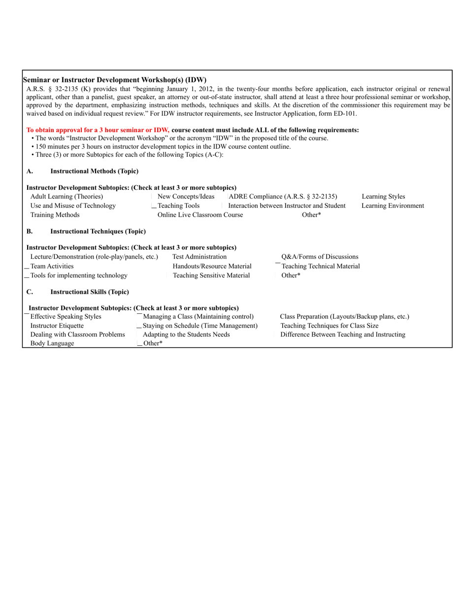 Form ED-102 Ce / Dl / HR / Opcw: Course Approval Application - Arizona, Page 10