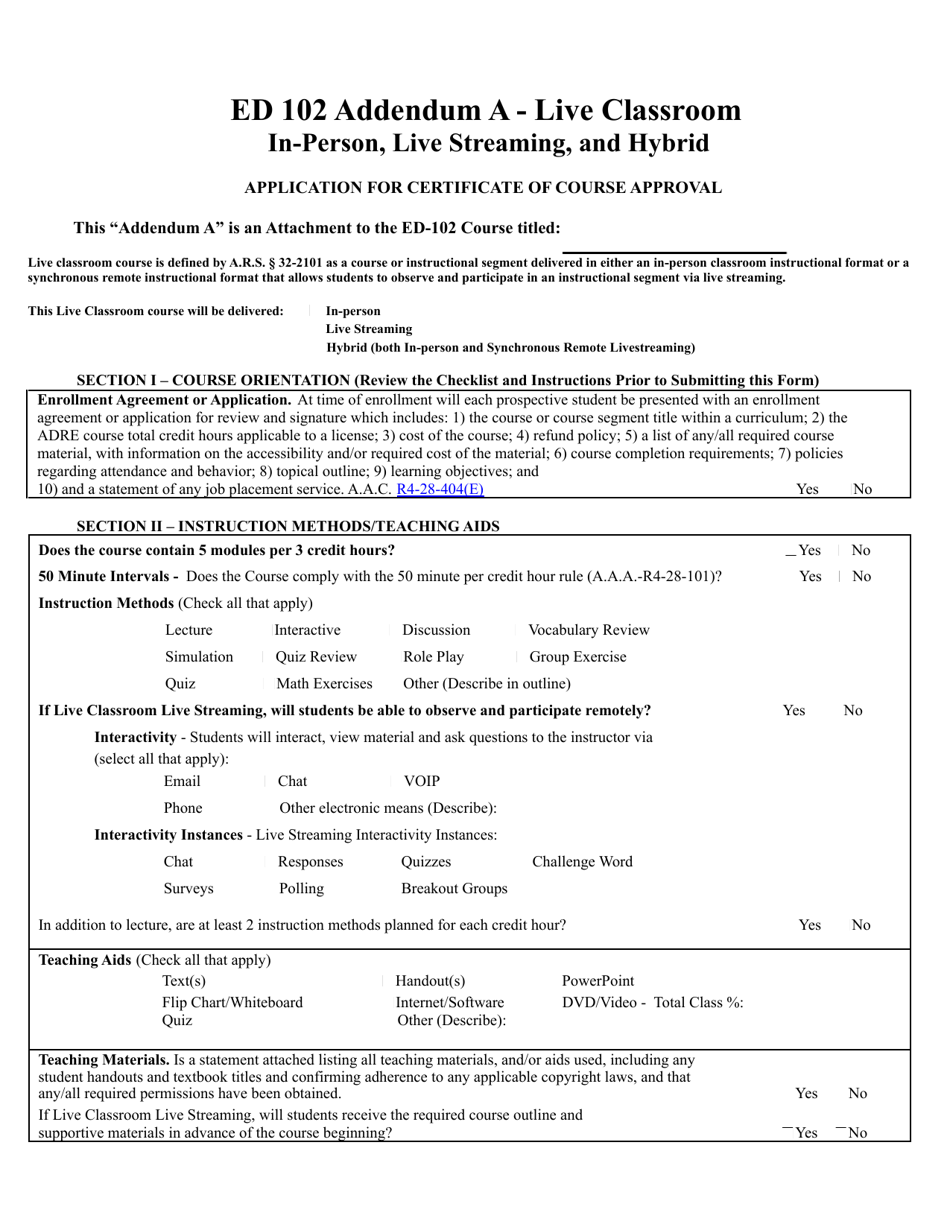 Form ED-102 Ce / Dl / HR / Opcw: Course Approval Application - Arizona, Page 14