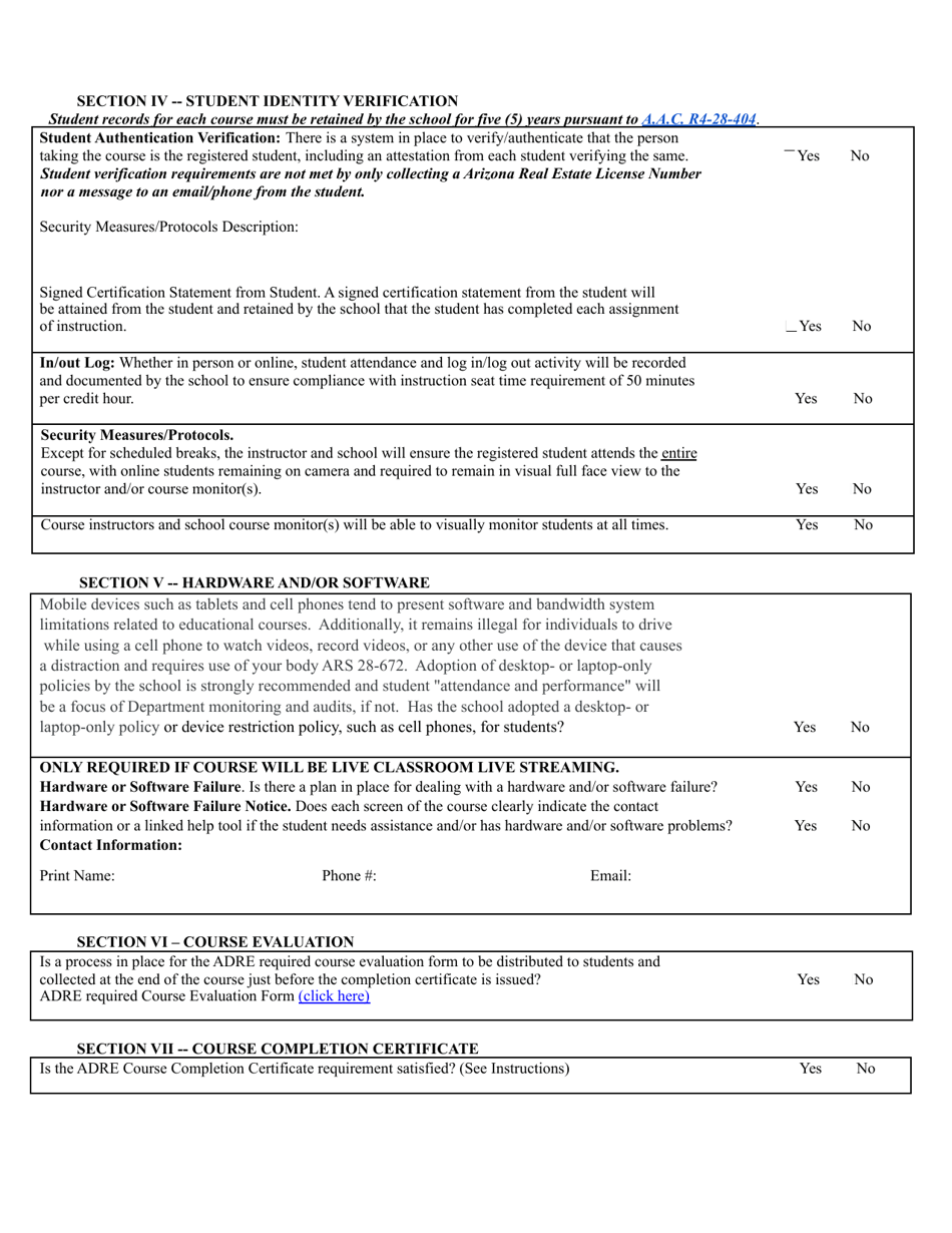 Form ED-102 Ce / Dl / HR / Opcw: Course Approval Application - Arizona, Page 15