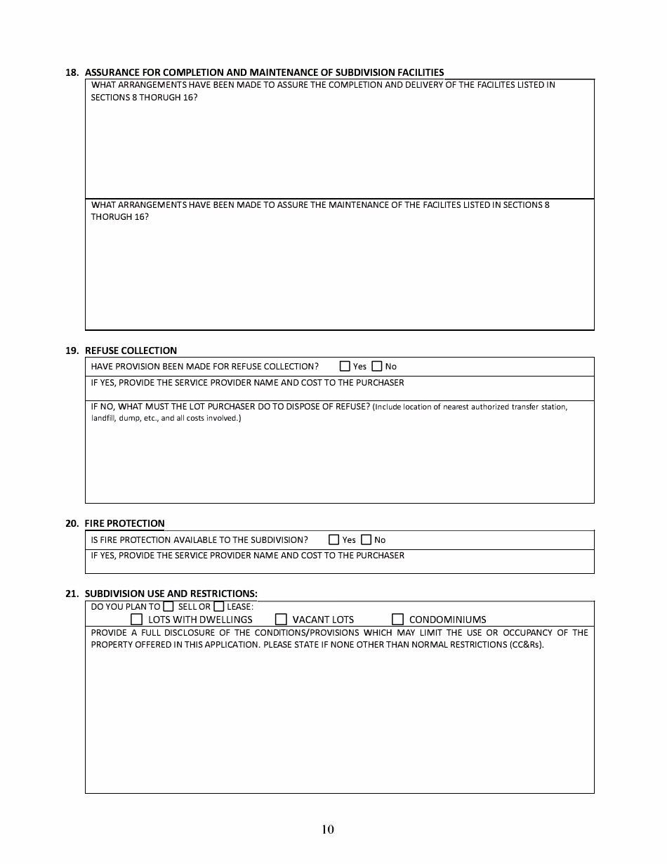 Sonora, Mexico Application for Arizona Subdivision Public Report Form - Arizona, Page 10