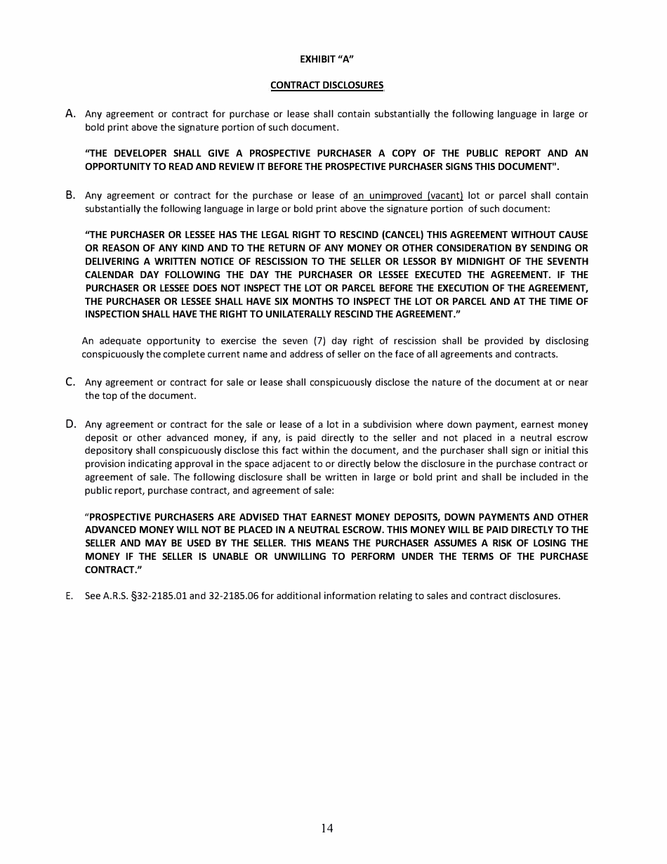 Sonora, Mexico Application for Arizona Subdivision Public Report Form - Arizona, Page 14