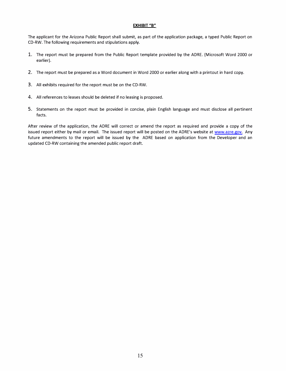 Sonora, Mexico Application for Arizona Subdivision Public Report Form - Arizona, Page 15