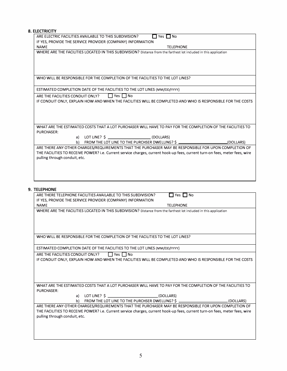 Sonora, Mexico Application for Arizona Subdivision Public Report Form - Arizona, Page 5