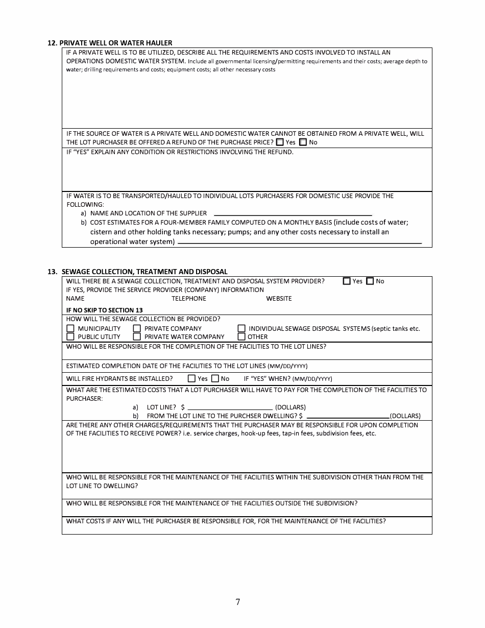 Sonora, Mexico Application for Arizona Subdivision Public Report Form - Arizona, Page 7