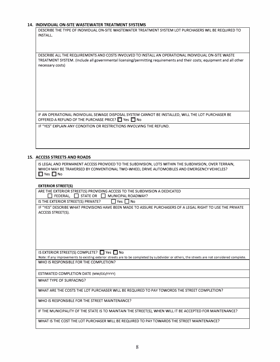 Sonora, Mexico Application for Arizona Subdivision Public Report Form - Arizona, Page 8