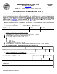 Form Q Subsequent Owner Exemption Petition - Arizona