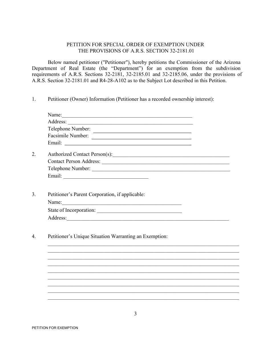 Special Order of Exemption (Spoe - Arizona, Page 4