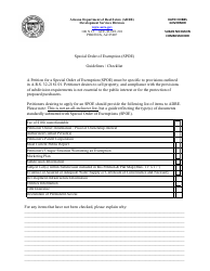 Document preview: Special Order of Exemption (Spoe - Arizona