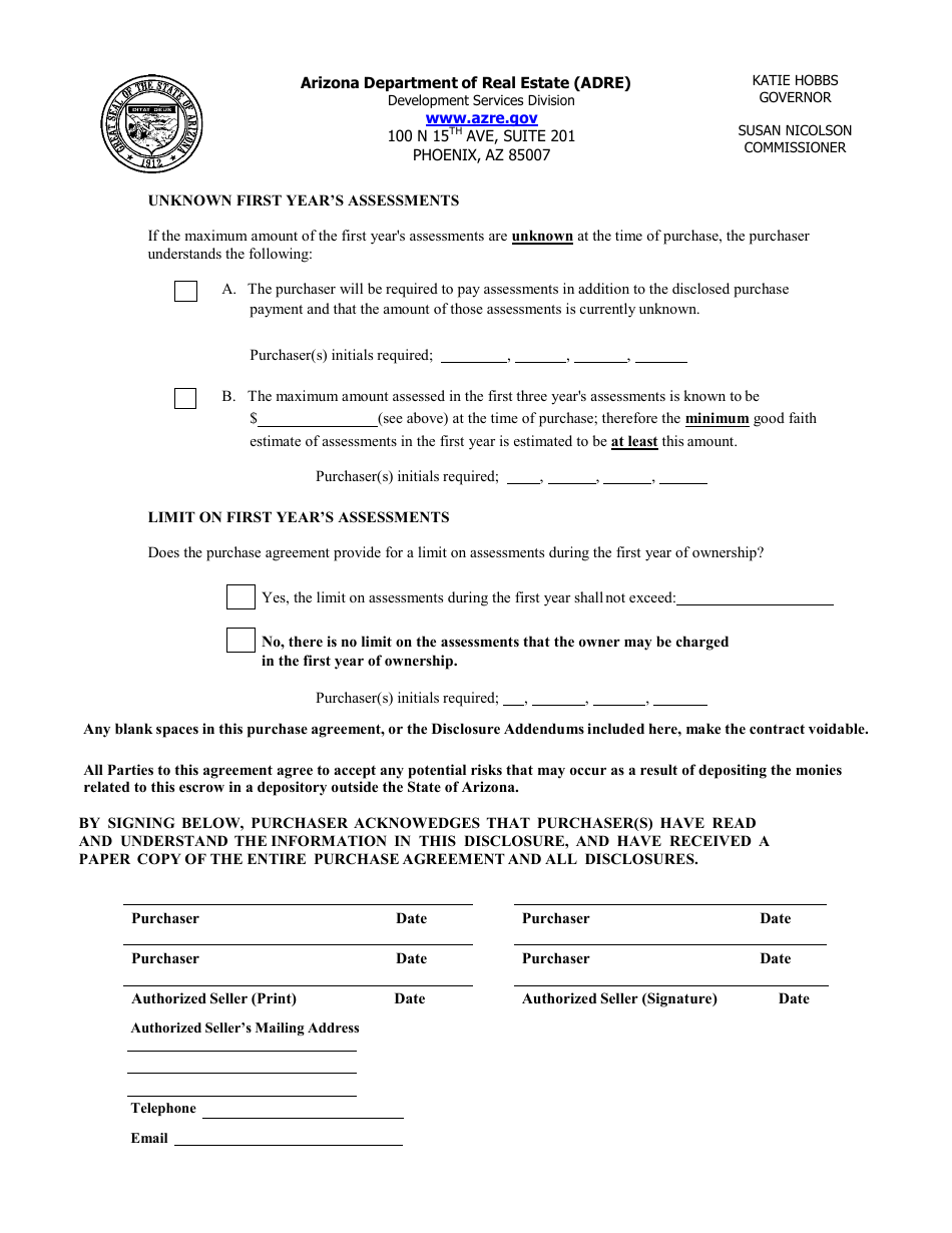 Form T Time-Share Public Disclosure Report - Template - Arizona, Page 8