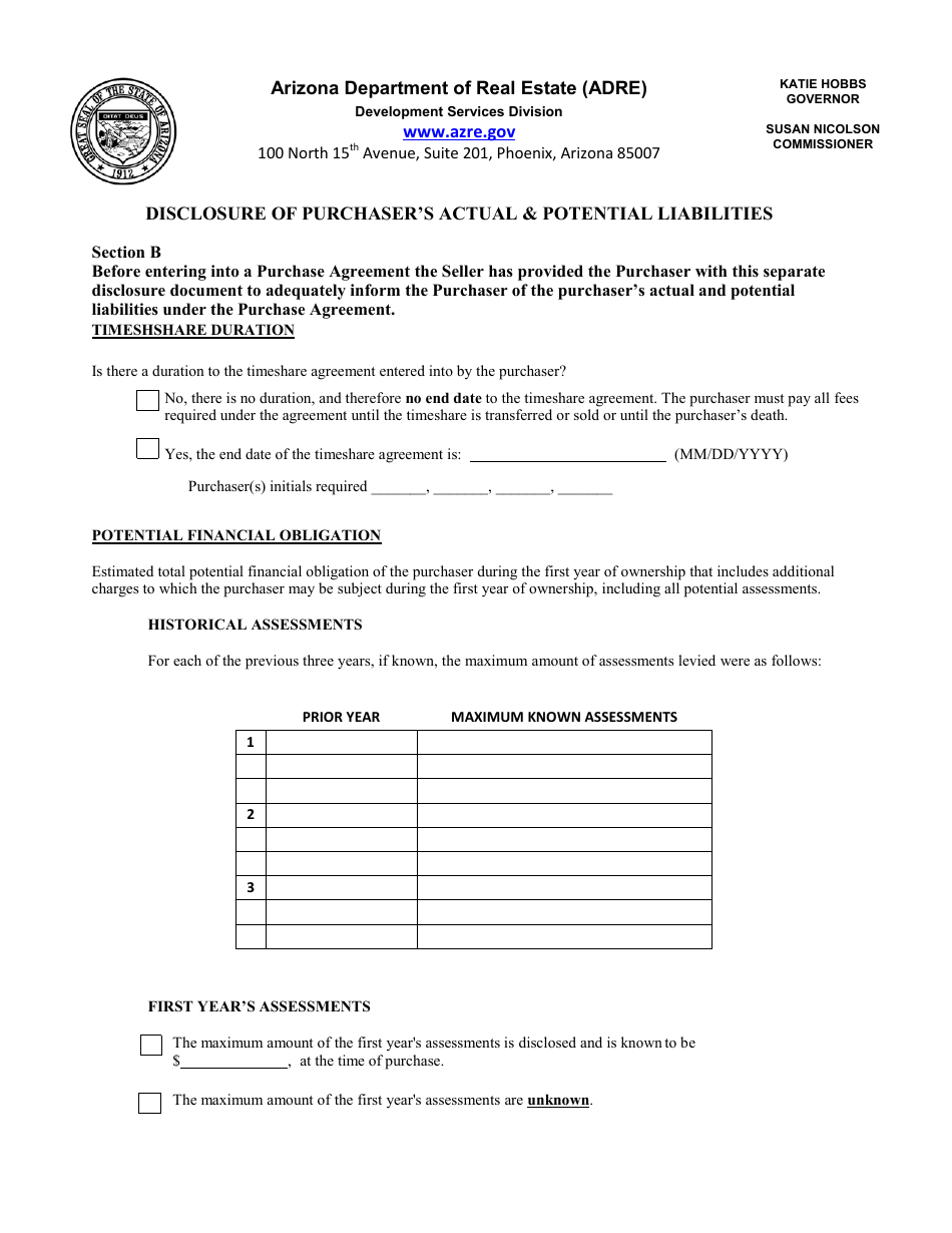 Form Y Application for Amended Timeshare Public Report - Arizona, Page 10