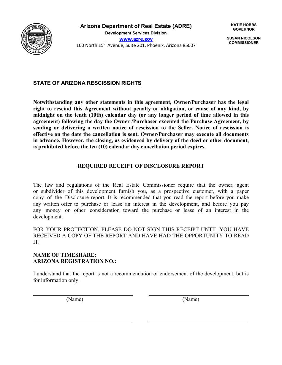 Form Y Application for Amended Timeshare Public Report - Arizona, Page 14