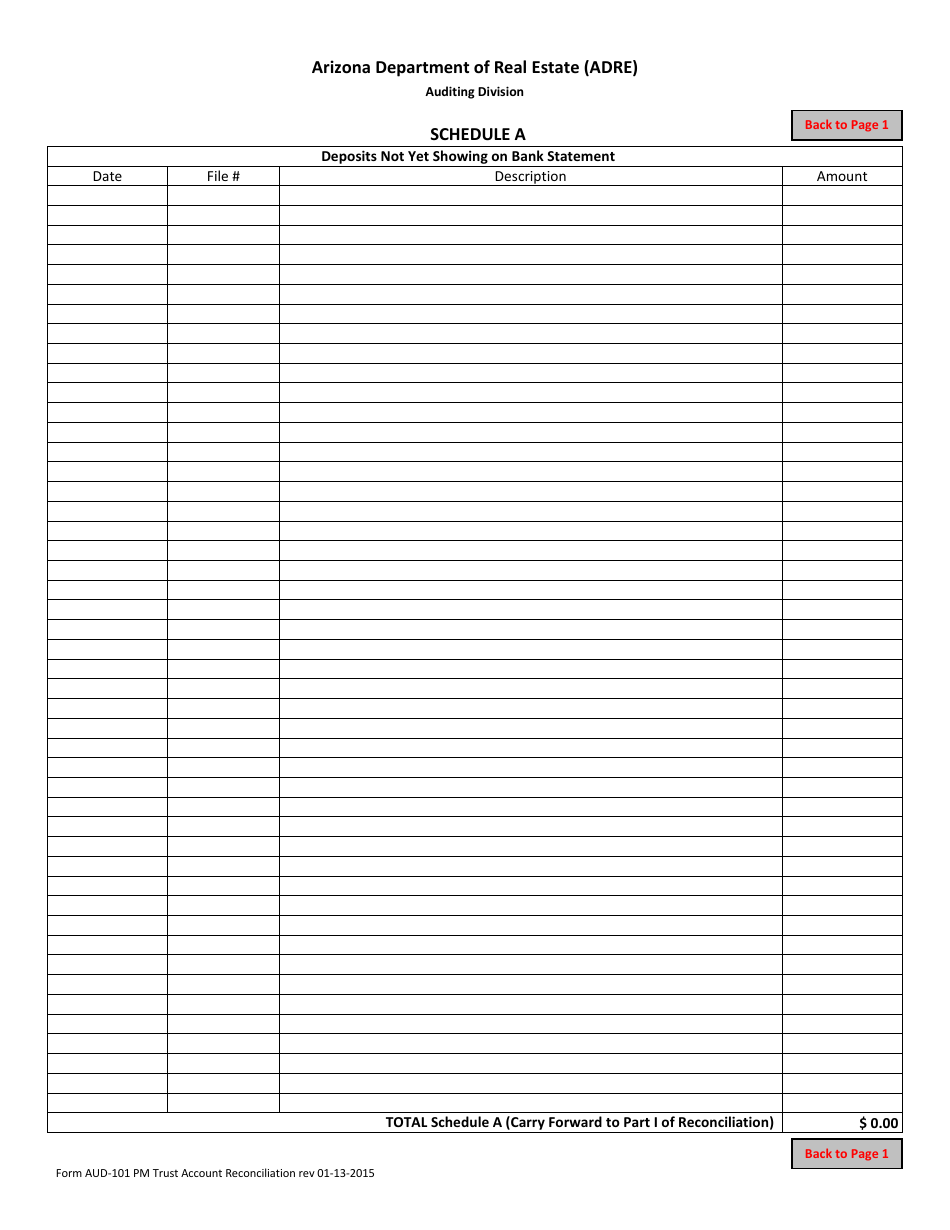Form AUD-101 Property Management Trust Account Reconciliation - Arizona, Page 4