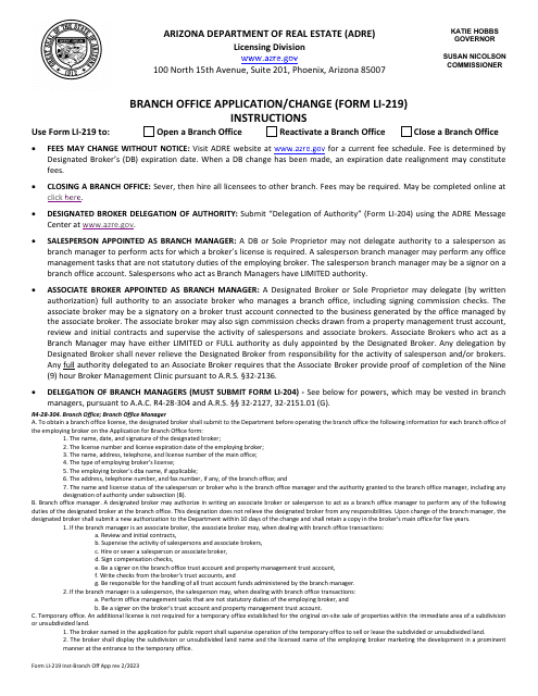 Form LI-219  Printable Pdf