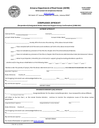 Document preview: Form COM-201 Compliance Affidavit, Respondent & Designated Broker Notarized Support Group Confirmation - Arizona