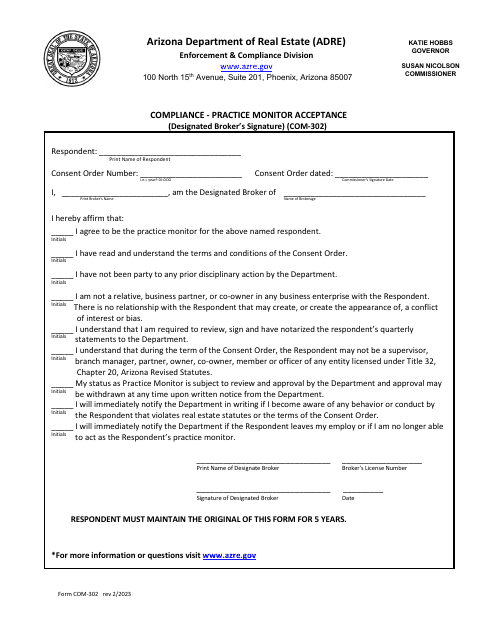 Form COM-302  Printable Pdf