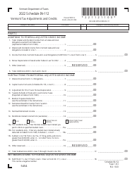 Schedule IN-112 Vermont Tax Adjustments and Credits - Vermont